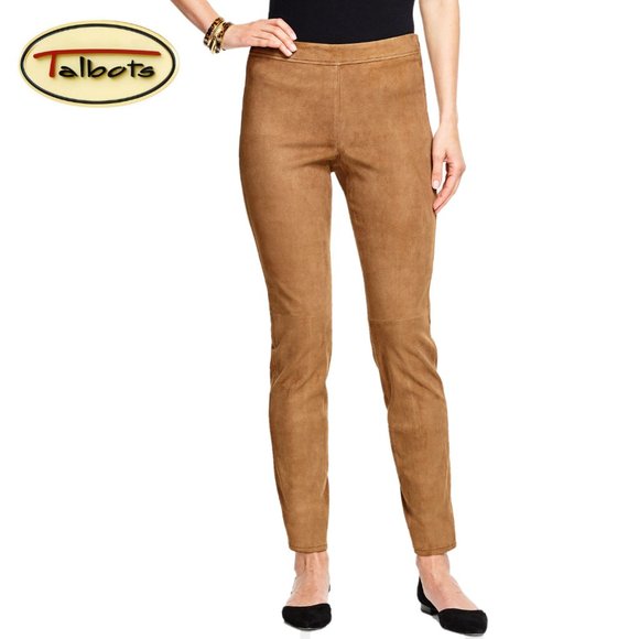 Talbots Stretch Suede Leggings Brown (Size 16) NWT - Picture 1 of 15